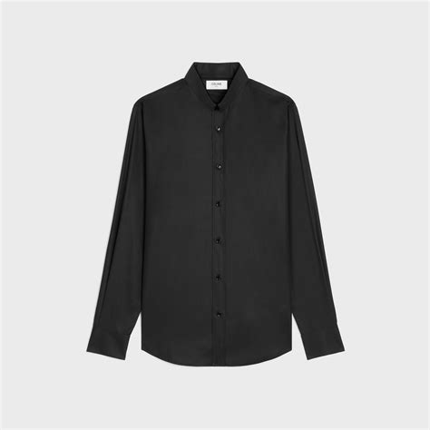 celine collared shirt|loose shirt with inverted collar in cotton poplin .